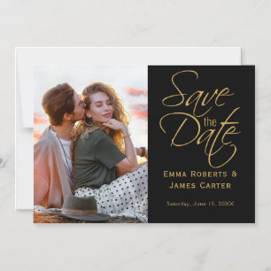 Gold & Black Photo Save the Date Magnet