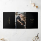 Gold black photo wedding RSVP details QR code 