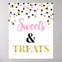 Gold Black Pink Sweets & Treats Dessert Table