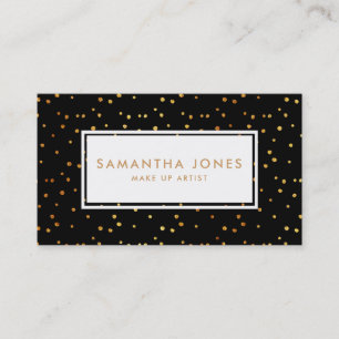 Gold Black Polka Dot Make Up Artist Business Cards