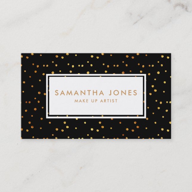 Gold Black Polka Dot Make Up Artist Business Cards (Front)