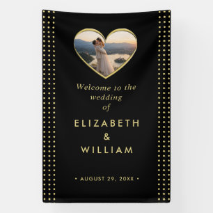 Gold & Black Polka Dot Personalised wedding Banner