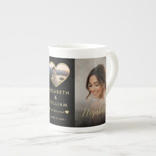 Gold & Black Polka Dot Personalised wedding Bone China Mug