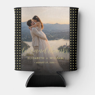 Gold & Black Polka Dot Personalised wedding Can Cooler