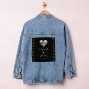 Gold & Black Polka Dot Personalised wedding Denim Jacket