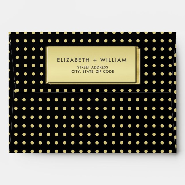 Gold & Black Polka Dot Personalised wedding Envelope (Back (Top Flap))