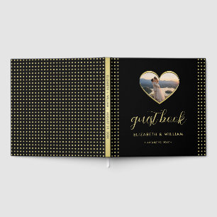 Gold & Black Polka Dot Personalised wedding Guest Book