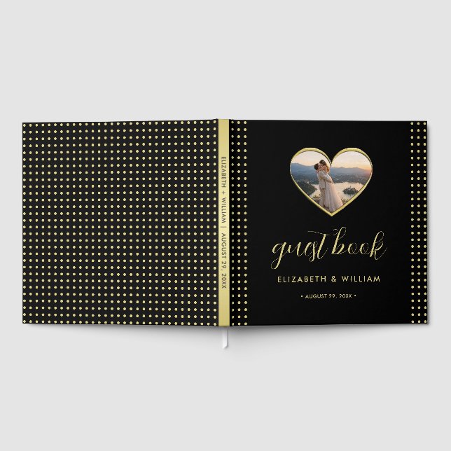 Gold & Black Polka Dot Personalised wedding Guest Book (Full)
