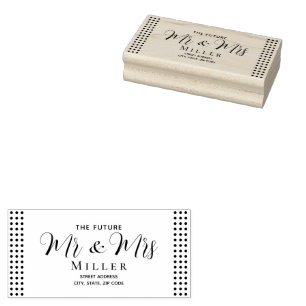 Gold & Black Polka Dot Personalised wedding Rubber Stamp