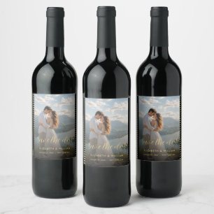 Gold & Black Polka Dot Personalised wedding Wine Label
