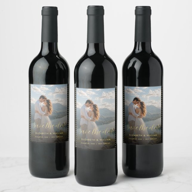 Gold & Black Polka Dot Personalised wedding Wine Label (Bottles)