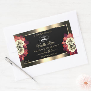 Gold Black Product Labels Red Cream Roses Add Logo