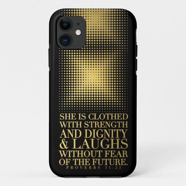 Gold Black Proverbs 31:25 Case-Mate iPhone Case (Back)