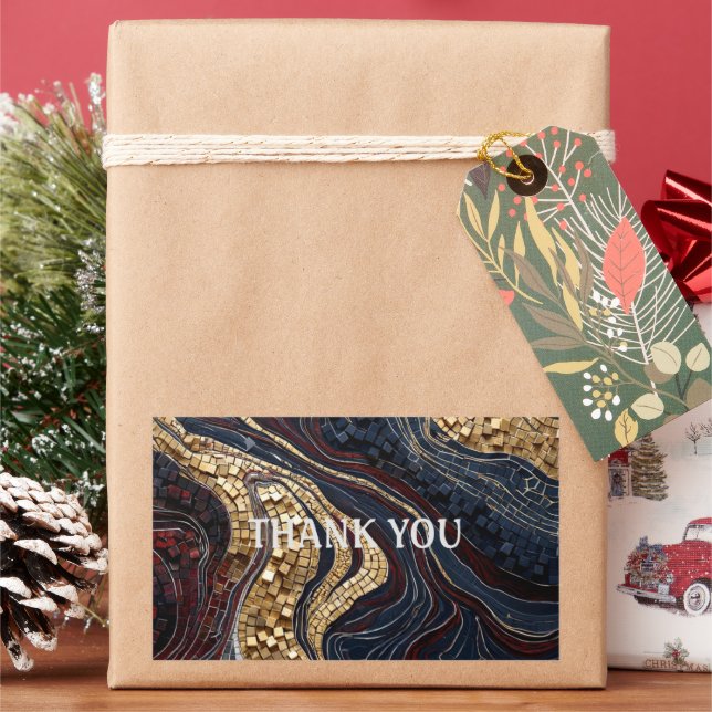 Gold Black Red Geode  Luxury Agate Rectangular Sticker (Holiday)