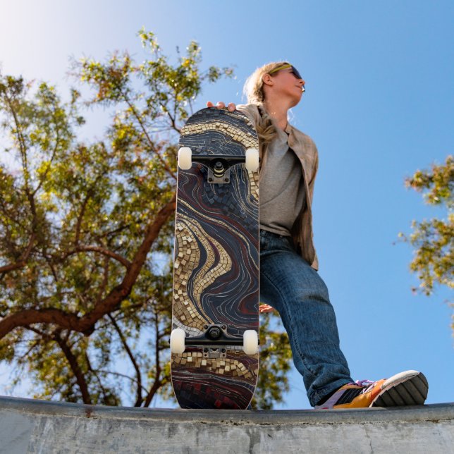 Gold Black Red Geode Skateboard Luxury Agate Mosai (Outdoor 1)