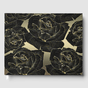 Gold & Black Rose Glam Elegant Classy Chic Wedding Guest Book