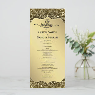 Gold Black Royal Damask Wedding Program Programme