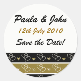 Gold & Black Save the Date Wedding Stickers