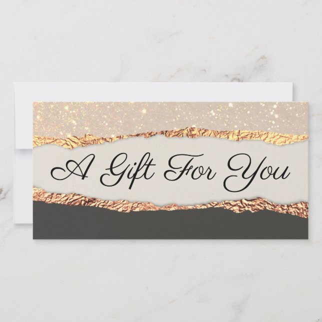 Gold Black Shimmer Paper Gift Certificate (Front)