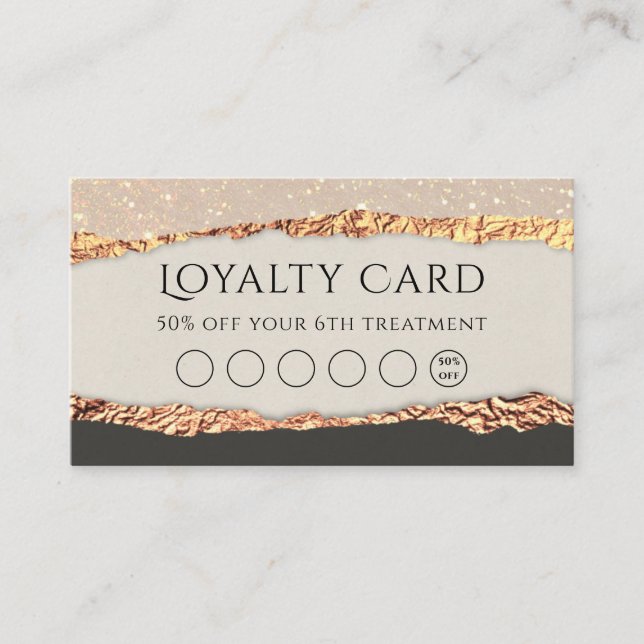 Gold black shimmer paper loyalty card (Front)