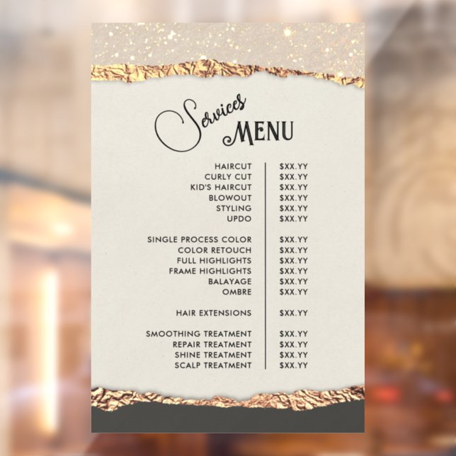 Gold Black Shimmer Paper Services Menu (Sheet 2)
