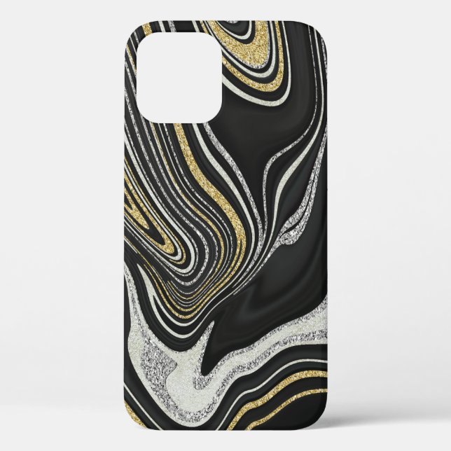 Gold black silver agate liquid marble Case-Mate iPhone case (Back)