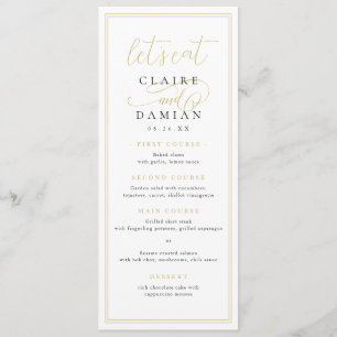 Gold Black Simple Elegance Romantic Script Wedding Menu