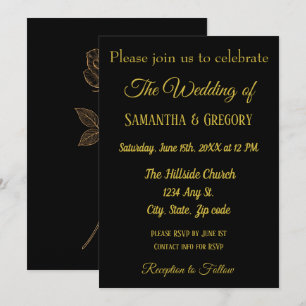 Gold & Black Simple Elegant Wedding Invitation