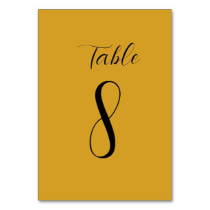 Gold / Black Simple Script Wedding Table Number 8