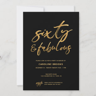 Gold Black Sixty 60th Birthday Invitation
