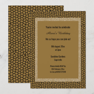 Gold Black Stained Glass Bronze Modern Birthday Invitation