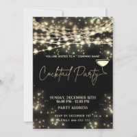 Gold black string lights corporate Cocktail party