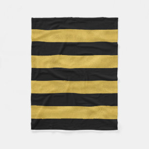 Gold & Black Stripe Fleece Blanket