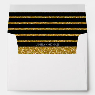 gold & black striped wedding (couple names) envelope