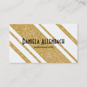 Gold & Black Stripes   Diagonal Business Card