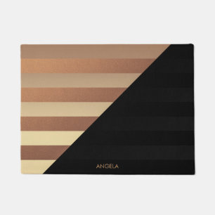 Gold Black Stripes Doormat