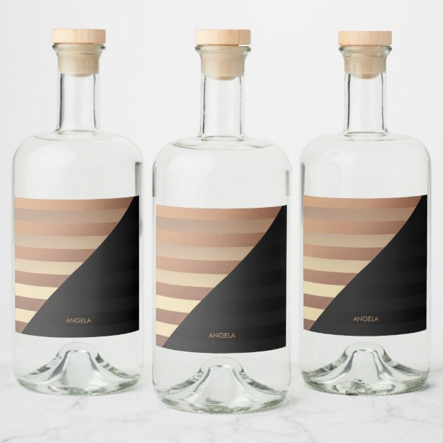 Gold Black Stripes Liquor Bottle Label (Bottles)