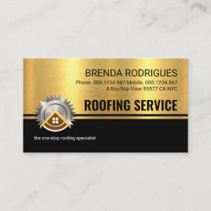Gold Black Stripes Roofing Builders Business Card