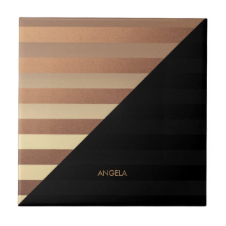 Gold Black Stripes Tile