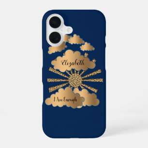 Gold Black Stylish Elegant Script Chic Personalise iPhone 16 Case