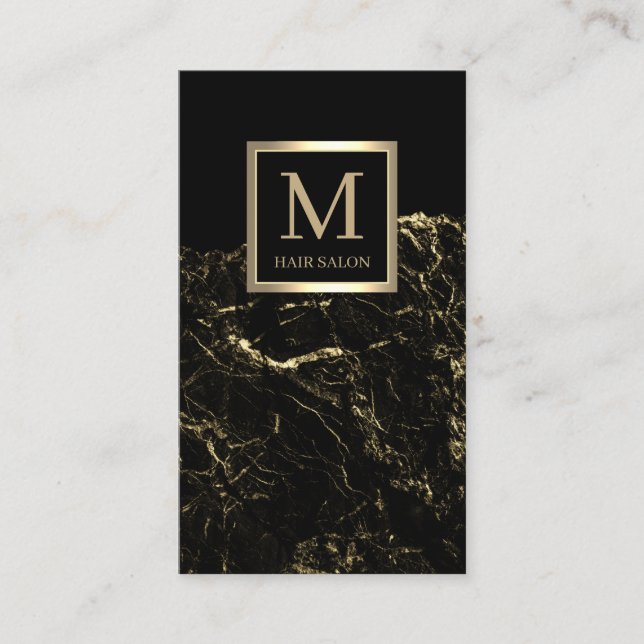 Gold black stylish hair salon business card (Front)