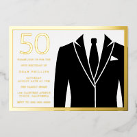 Gold & Black Suit & Tie 50th Birthday Party Golden