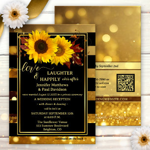 Gold Black Sunflower Happily Ever After Wedding Invitation