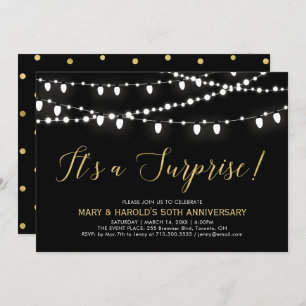 Gold & Black   Surprise 50th Wedding Anniversary Invitation