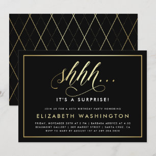 Gold & Black Surprise Birthday Party Invitation