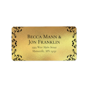 Gold & Black Swirl Gothic Wedding Label