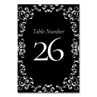 Gold & Black Swirl Gothic Wedding Table Number