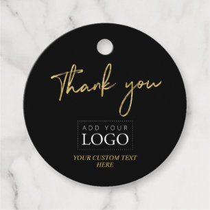 Gold & Black Thank you Custom Business Logo Favour Tags