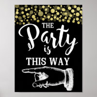 GOLD & BlacK THIS WAY FINGER POINTING  confetti