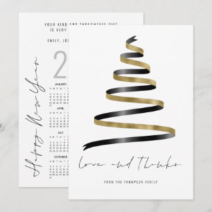 Gold Black Tree 2027 Calendar Love Thanks Card